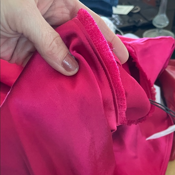 Melissa Nepton Fuchsia Satin fringe neck satin top - Picture 3 of 5